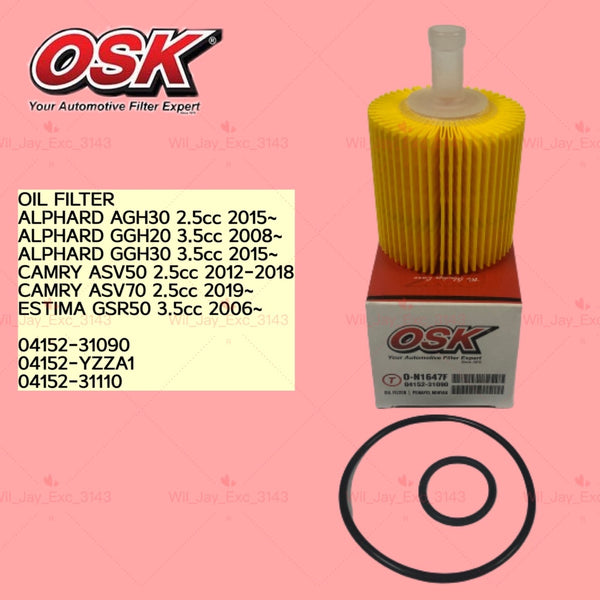 OSK Oil Filter O-N1647F (Toyota Alphard)
