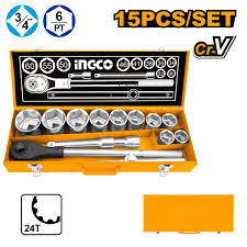 15 PCS 3/4'' Socket Set- HKTS034151- Ingco